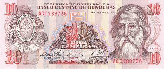 10 Lempiras 21.9.1989 p.70